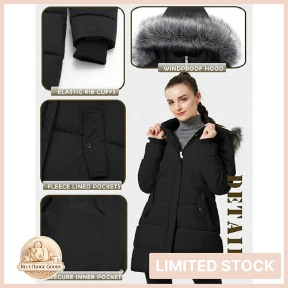 Winter Puffer Coat with Removable Hood Classic Chic Slim Fit Warm Jacket - Picture 4 of 8